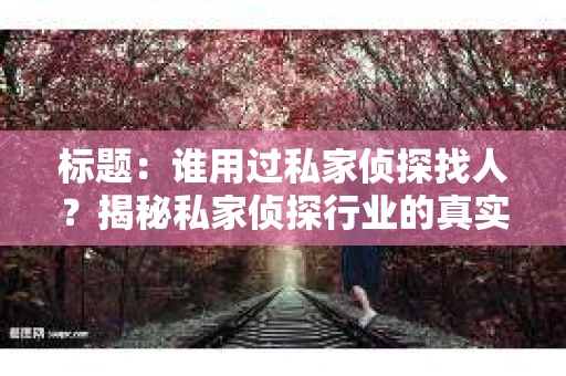 标题：谁用过私家侦探找人？揭秘私家侦探行业的真实故事